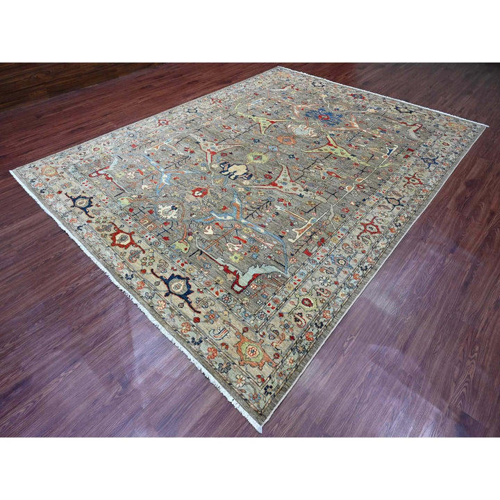 8'11" x 11'9" New Hand Knotted Brown Wool Rectangle Oriental Rug - MOA10220623