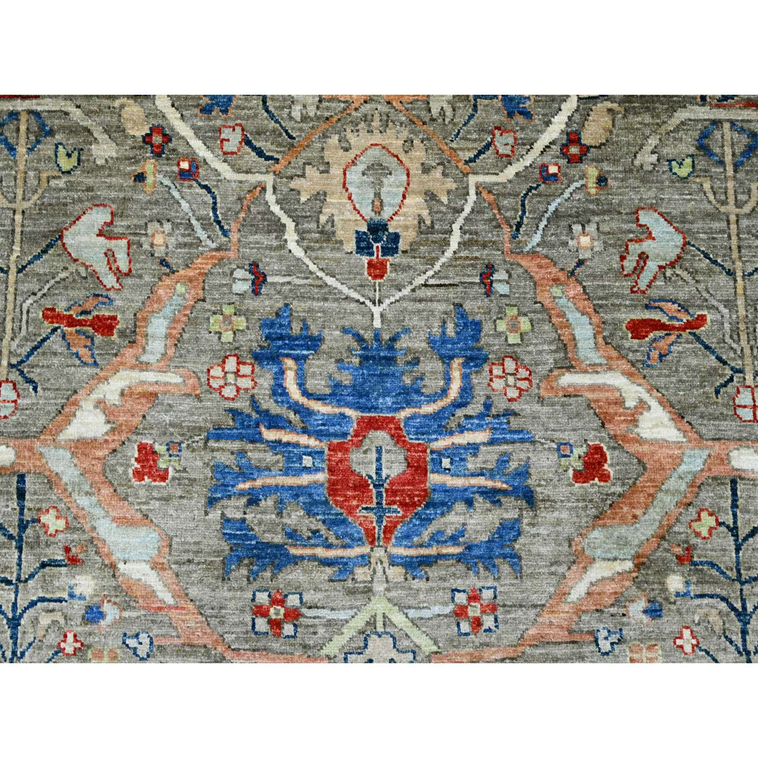 8'11" x 11'9" New Hand Knotted Brown Wool Rectangle Oriental Rug - MOA10220623