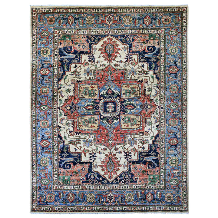 8'10" x 11'8" New Hand Knotted Ivory Wool Rectangle Oriental Rug - MOA10220624