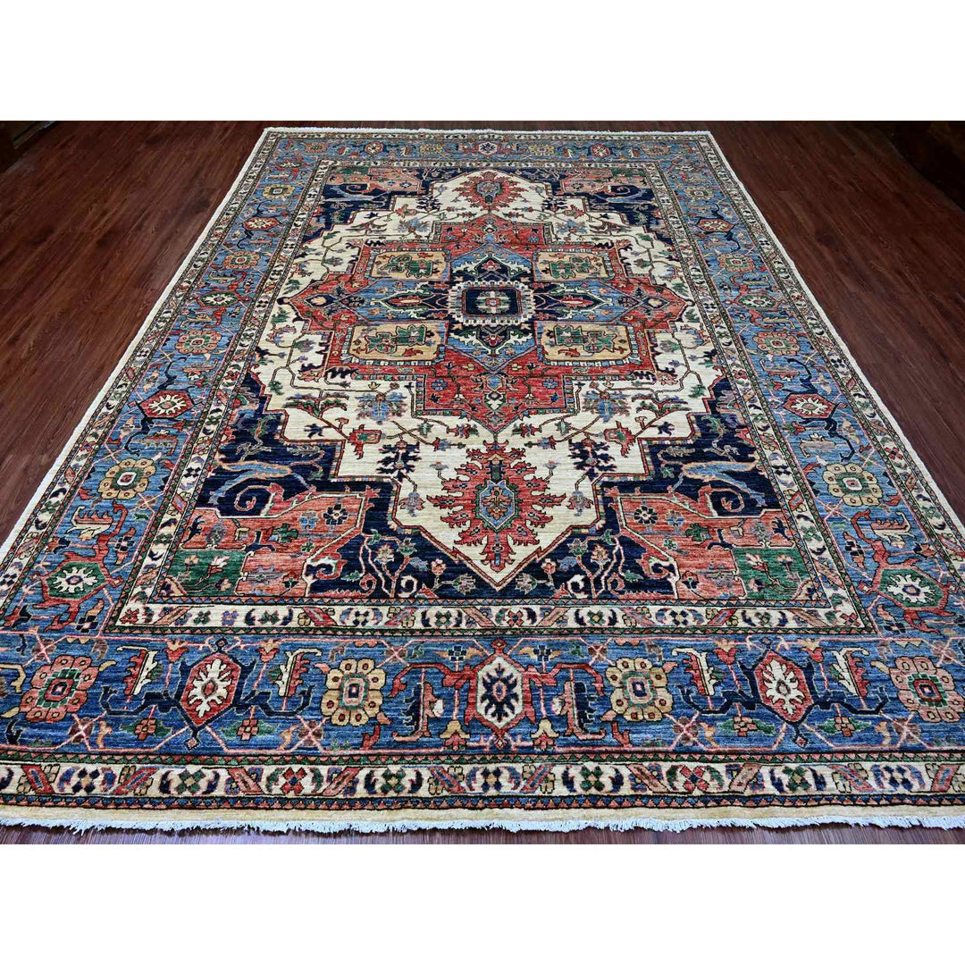 8'10" x 11'8" New Hand Knotted Ivory Wool Rectangle Oriental Rug - MOA10220624