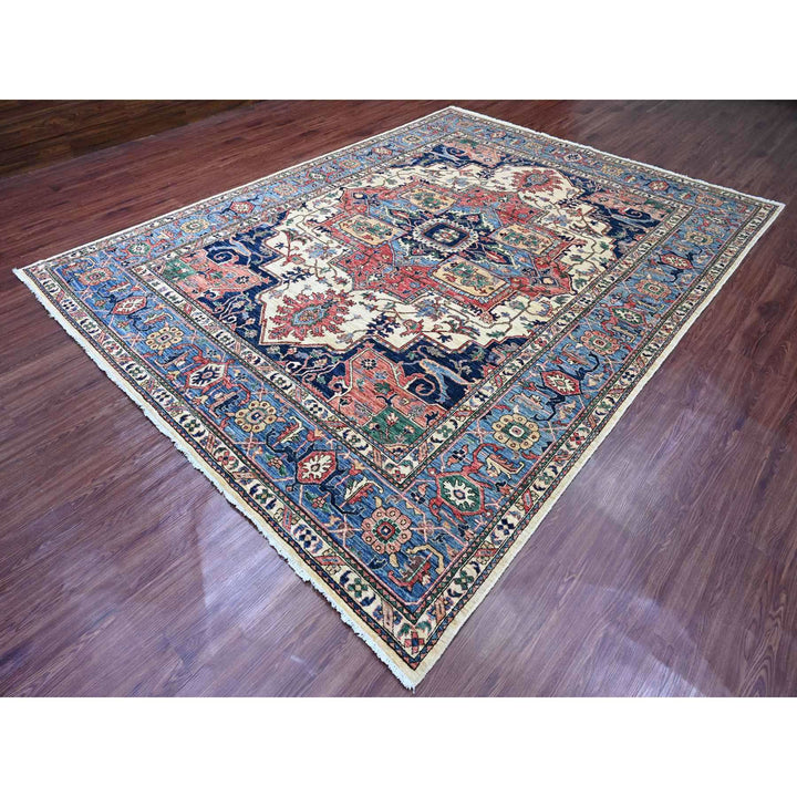 8'10" x 11'8" New Hand Knotted Ivory Wool Rectangle Oriental Rug - MOA10220624