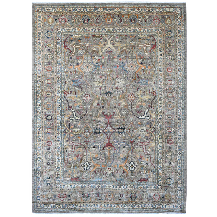 9'0" x 12'1" New Hand Knotted Brown Wool Rectangle Oriental Rug - MOA10220625