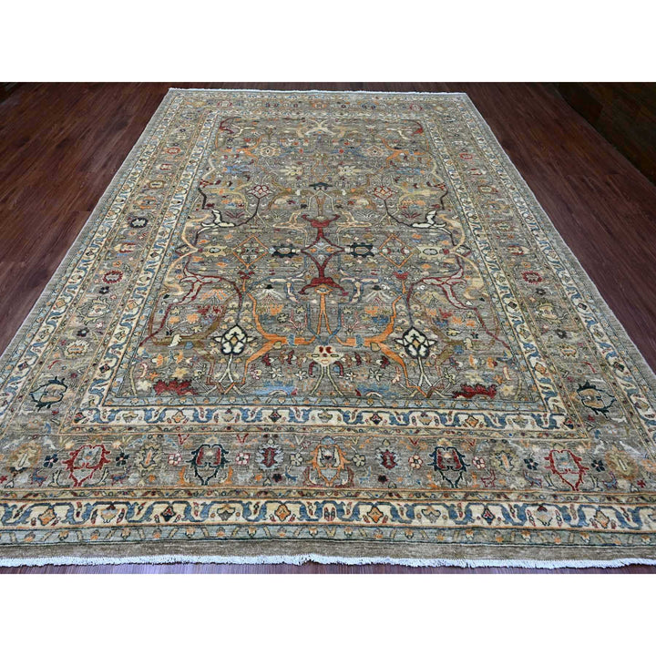 9'0" x 12'1" New Hand Knotted Brown Wool Rectangle Oriental Rug - MOA10220625