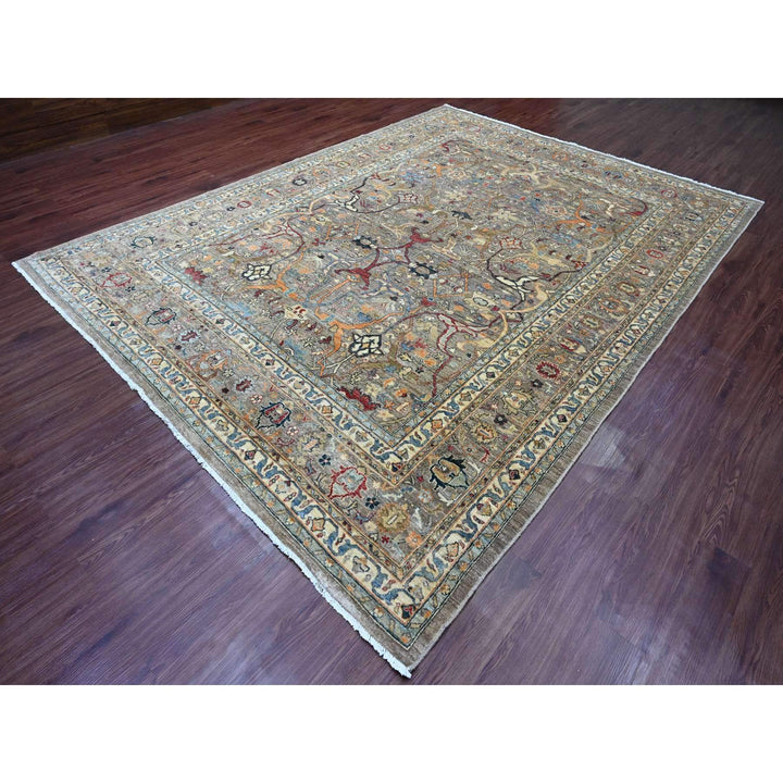 9'0" x 12'1" New Hand Knotted Brown Wool Rectangle Oriental Rug - MOA10220625