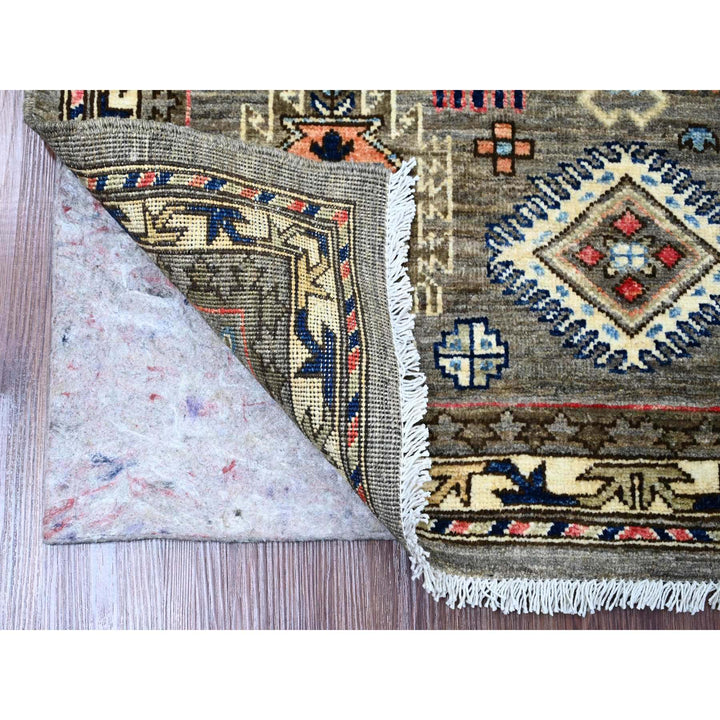 3'6" x 5'0" New Hand Knotted Grey Wool Rectangle Oriental Rug - MOA10220629