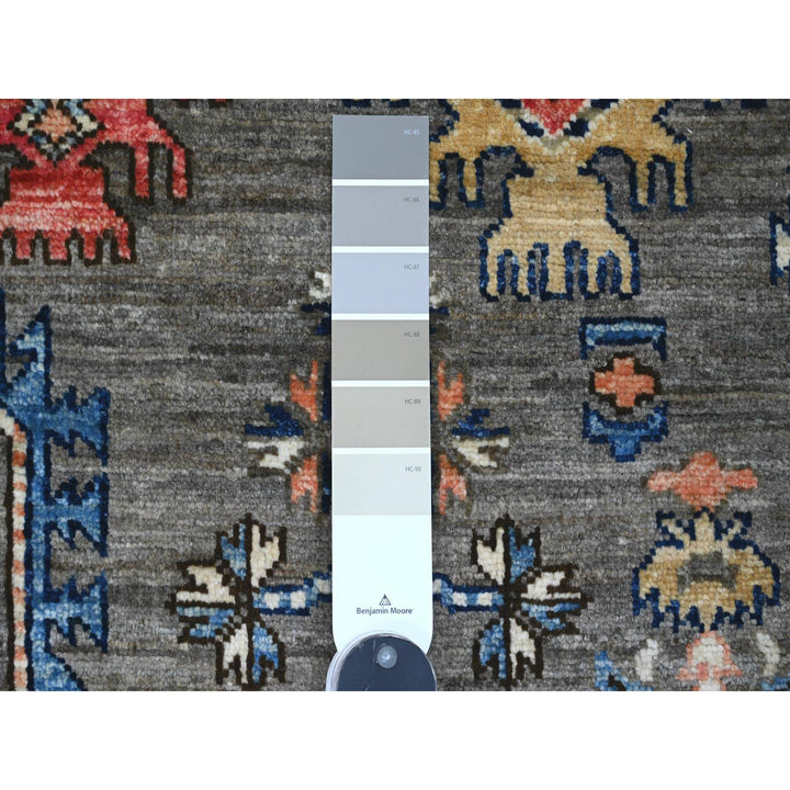 3'6" x 5'0" New Hand Knotted Grey Wool Rectangle Oriental Rug - MOA10220629