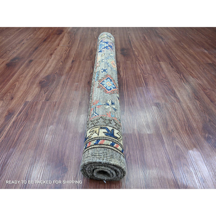 3'6" x 5'0" New Hand Knotted Grey Wool Rectangle Oriental Rug - MOA10220629
