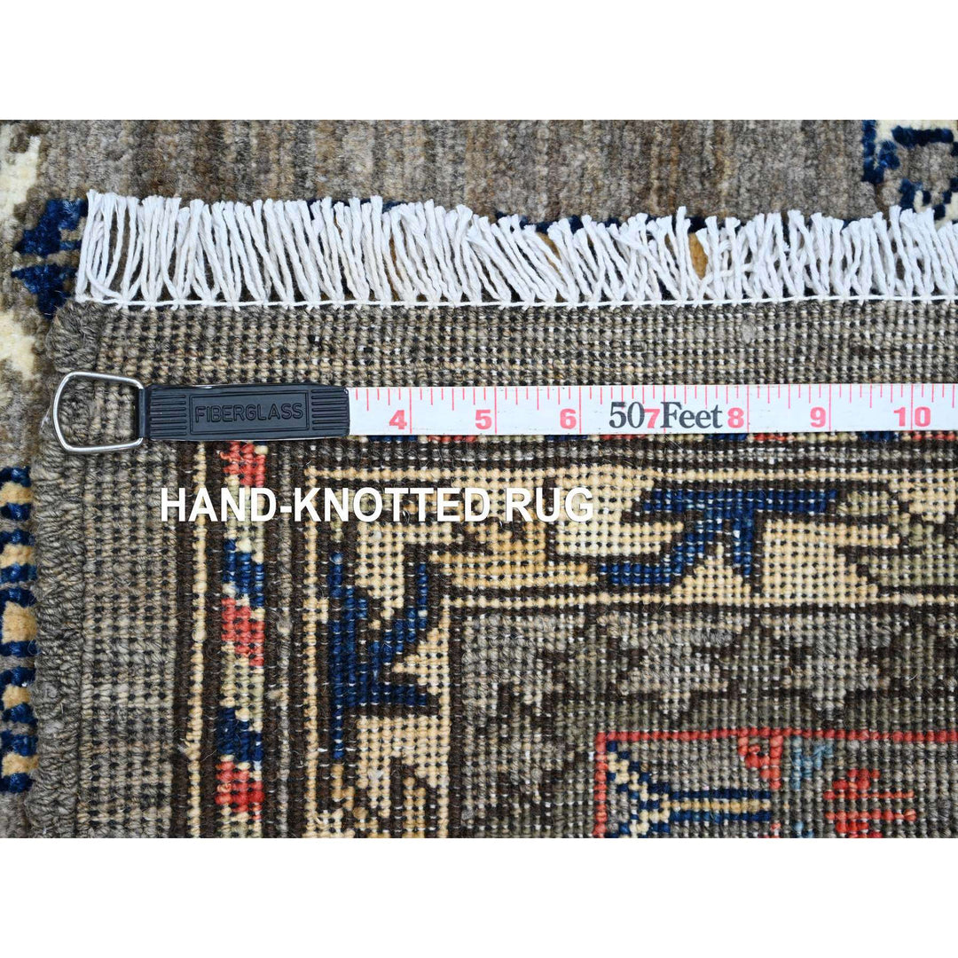 3'6" x 5'0" New Hand Knotted Grey Wool Rectangle Oriental Rug - MOA10220629