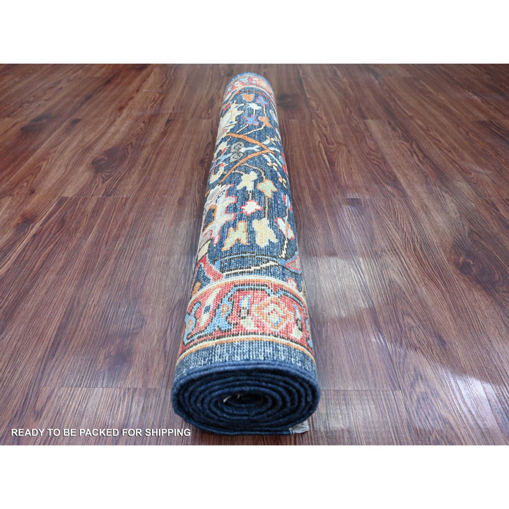 2'11" x 7'11" New Hand Knotted Blue Wool Runner Oriental Rug - MOA10220630
