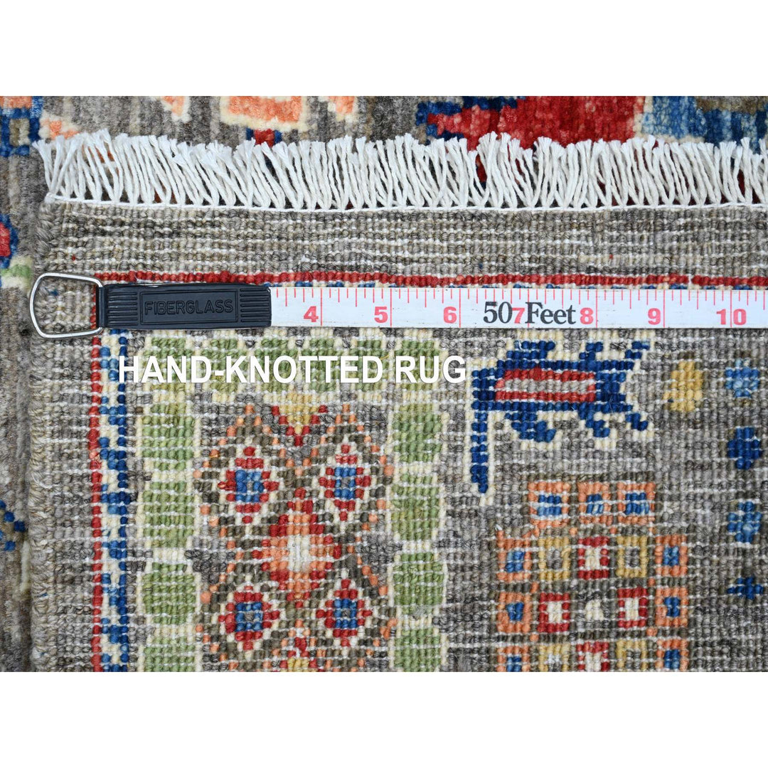 3'1" x 5'3" New Hand Knotted Grey Wool Rectangle Oriental Rug - MOA10220631