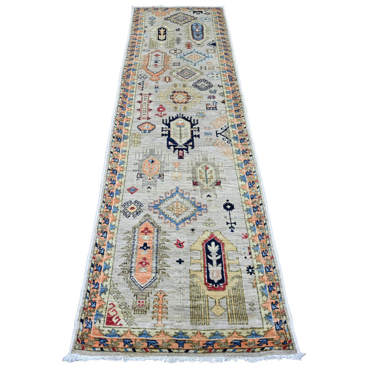 2'7" x 9'8" New Hand Knotted Ivory Wool Runner Oriental Rug - MOA10220632