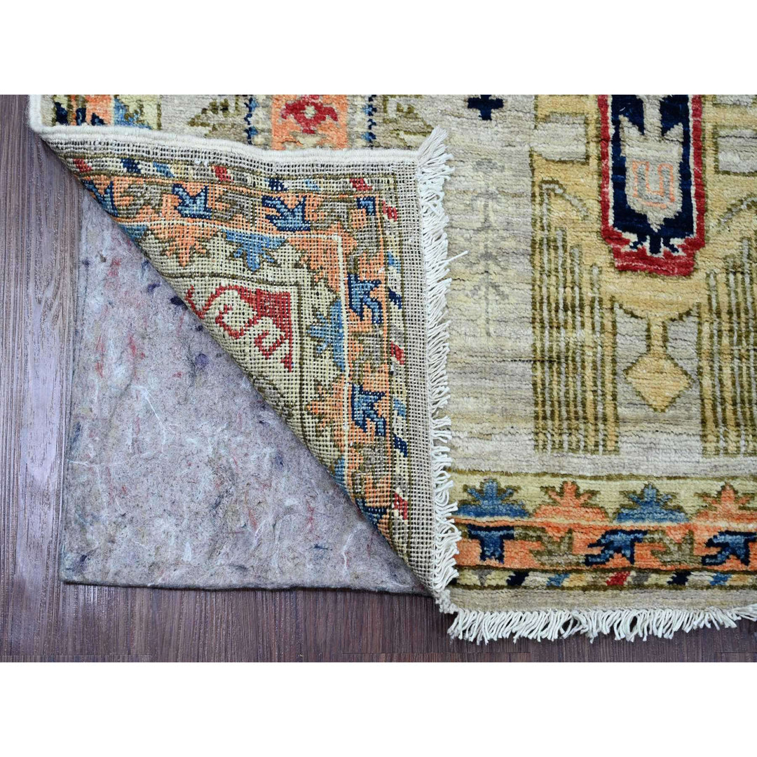 2'7" x 9'8" New Hand Knotted Ivory Wool Runner Oriental Rug - MOA10220632