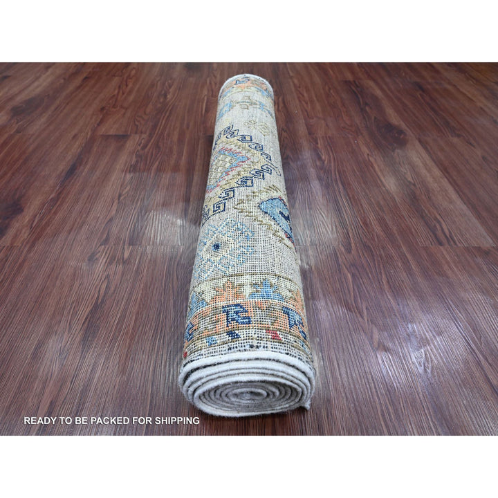 2'7" x 9'8" New Hand Knotted Ivory Wool Runner Oriental Rug - MOA10220632