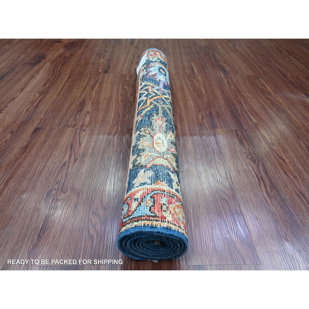 2'11" x 5'8" New Hand Knotted Blue Wool Runner Oriental Rug - MOA10220634