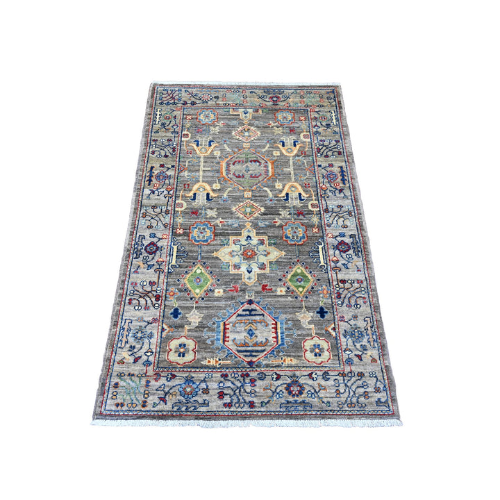 3'1" x 4'11" New Hand Knotted Grey Wool Rectangle Oriental Rug - MOA10220635