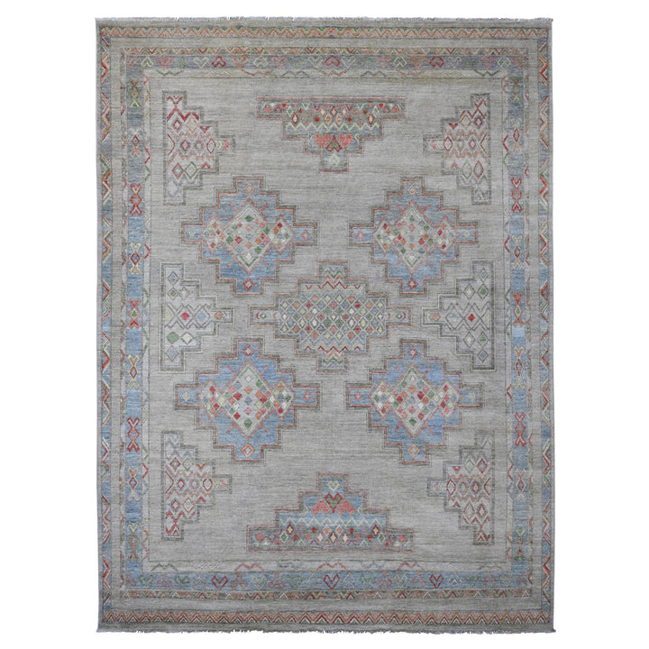 8'8" x 11'8" New Hand Knotted Ivory Wool Rectangle Oriental Rug - MOA10220636