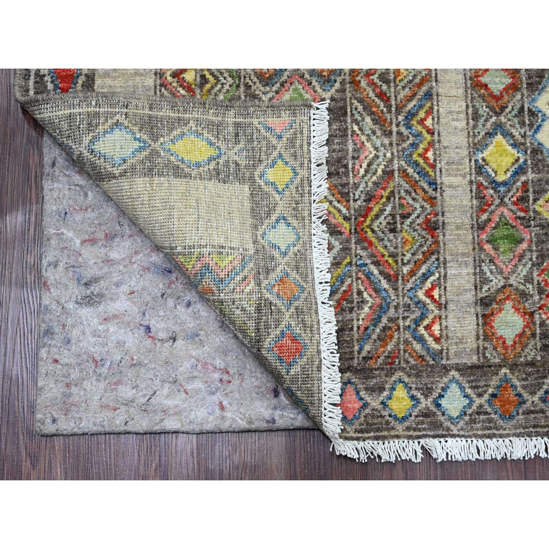 8'1" x 9'6" New Hand Knotted Grey Wool Rectangle Oriental Rug - MOA10220637
