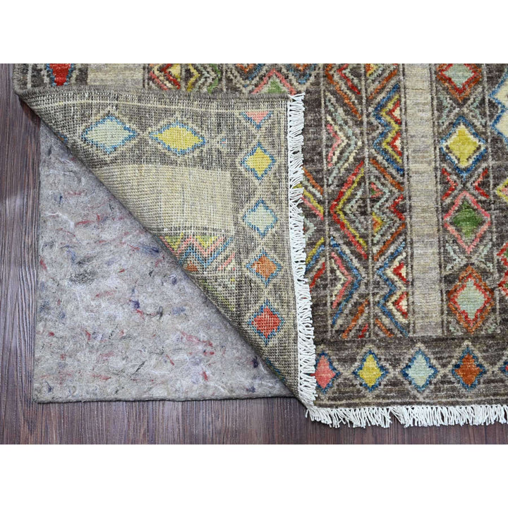 8'1" x 9'6" New Hand Knotted Grey Wool Rectangle Oriental Rug - MOA10220637
