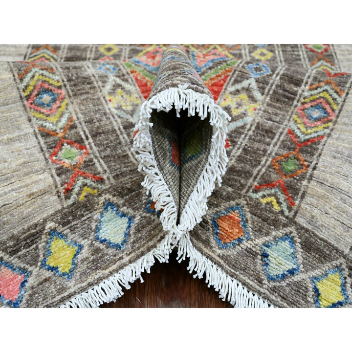 8'1" x 9'6" New Hand Knotted Grey Wool Rectangle Oriental Rug - MOA10220637