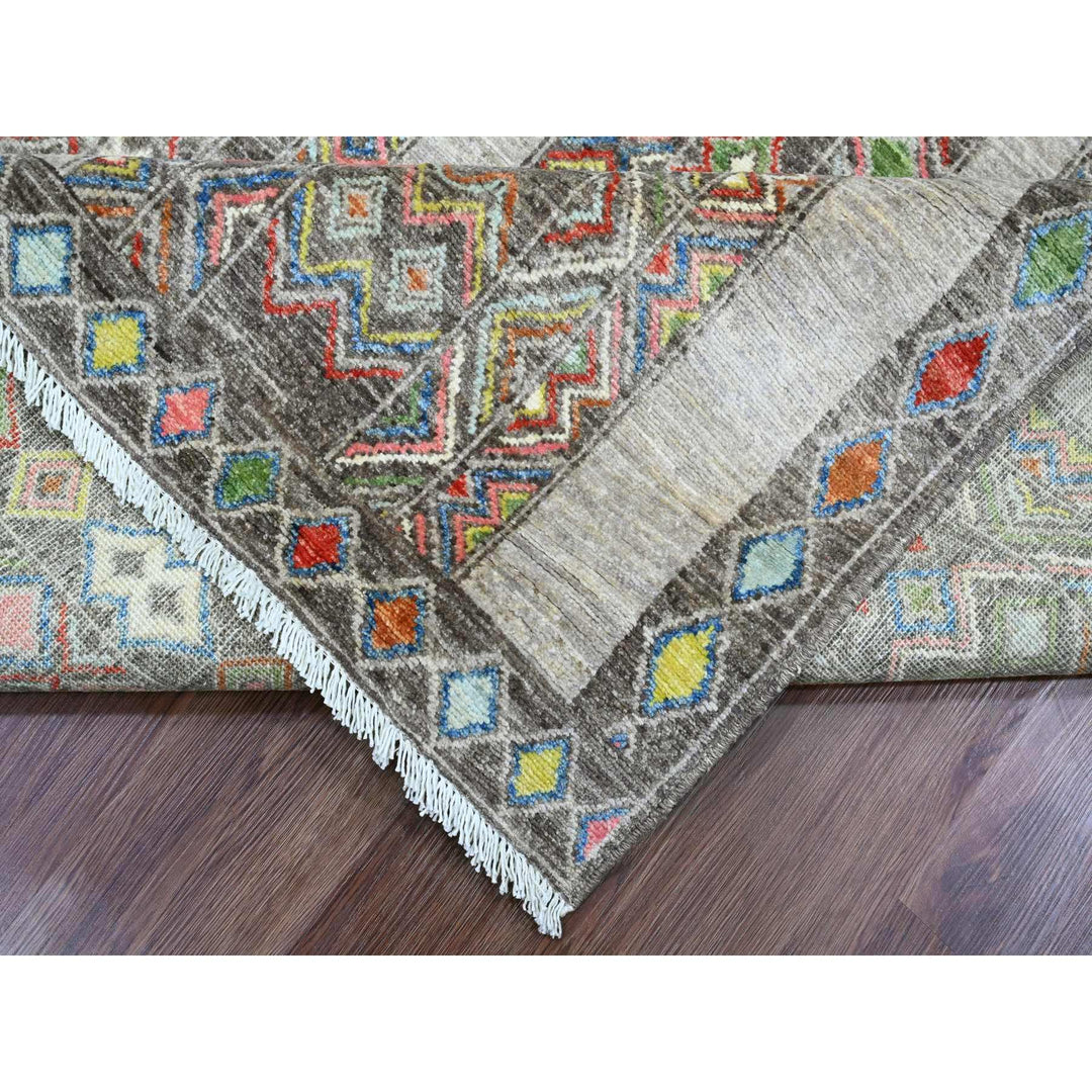 8'1" x 9'6" New Hand Knotted Grey Wool Rectangle Oriental Rug - MOA10220637