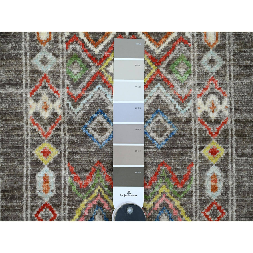 8'1" x 9'6" New Hand Knotted Grey Wool Rectangle Oriental Rug - MOA10220637