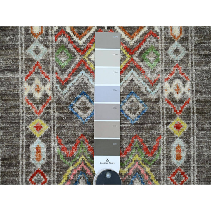 8'1" x 9'6" New Hand Knotted Grey Wool Rectangle Oriental Rug - MOA10220637