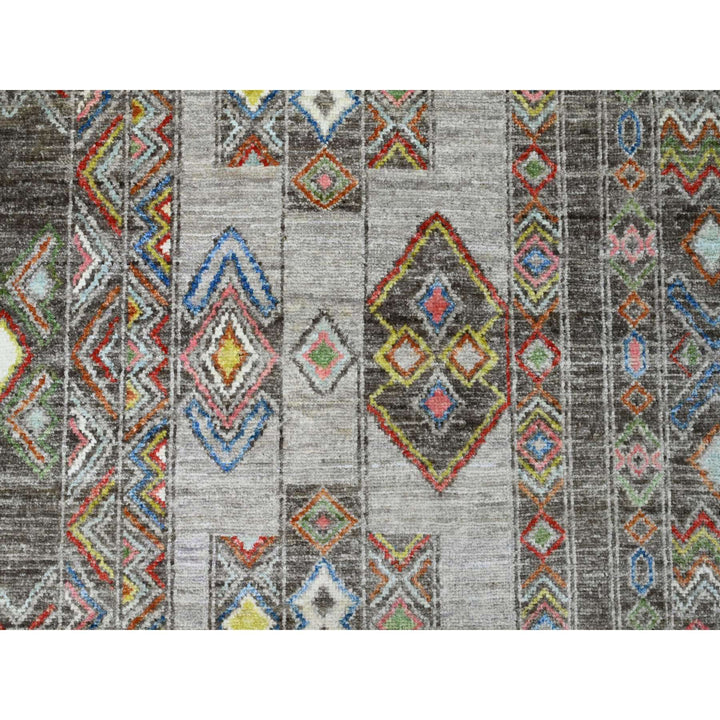 8'1" x 9'6" New Hand Knotted Grey Wool Rectangle Oriental Rug - MOA10220637