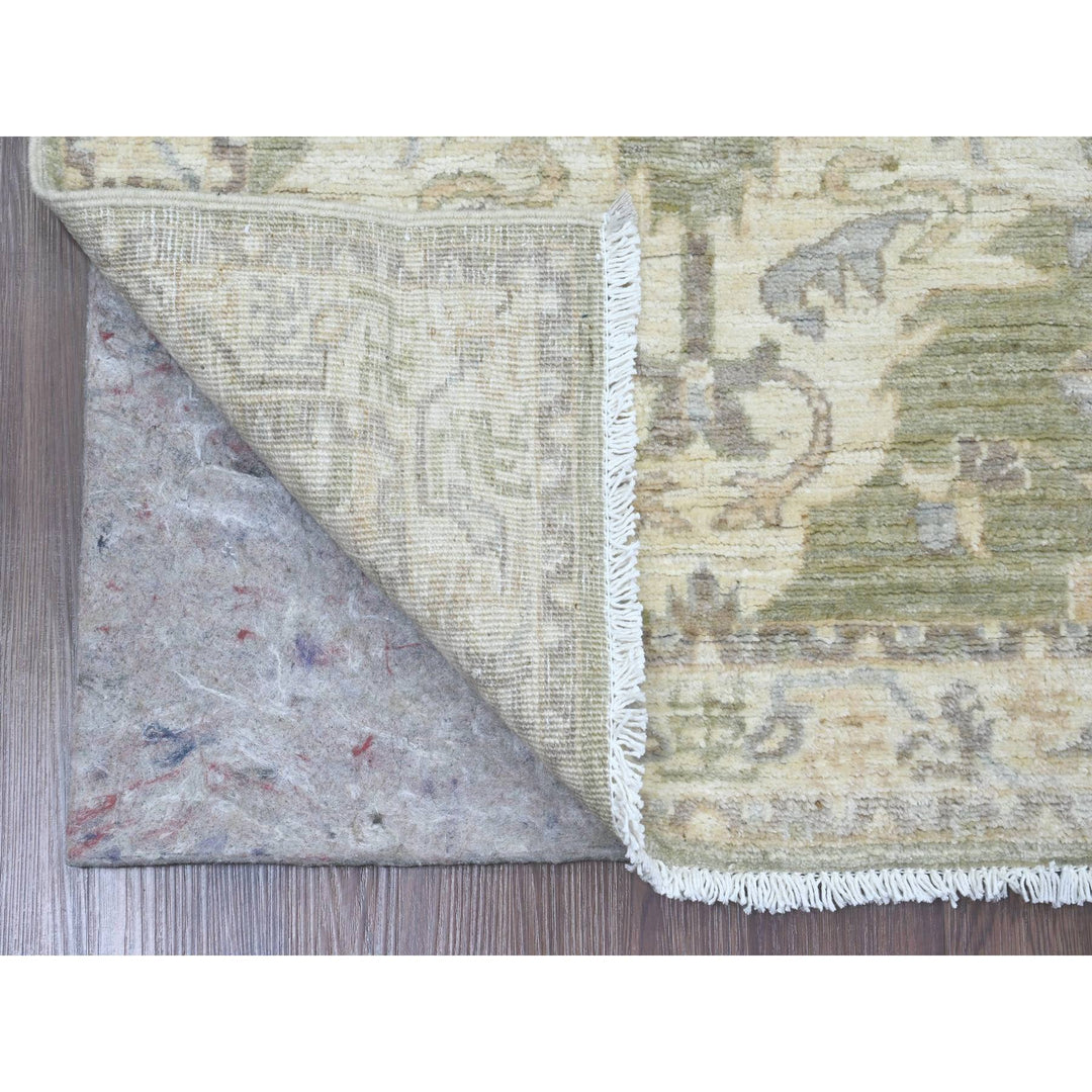 2'5" x 7'7" New Hand Knotted Green Wool Runner Oriental Rug - MOA10220648