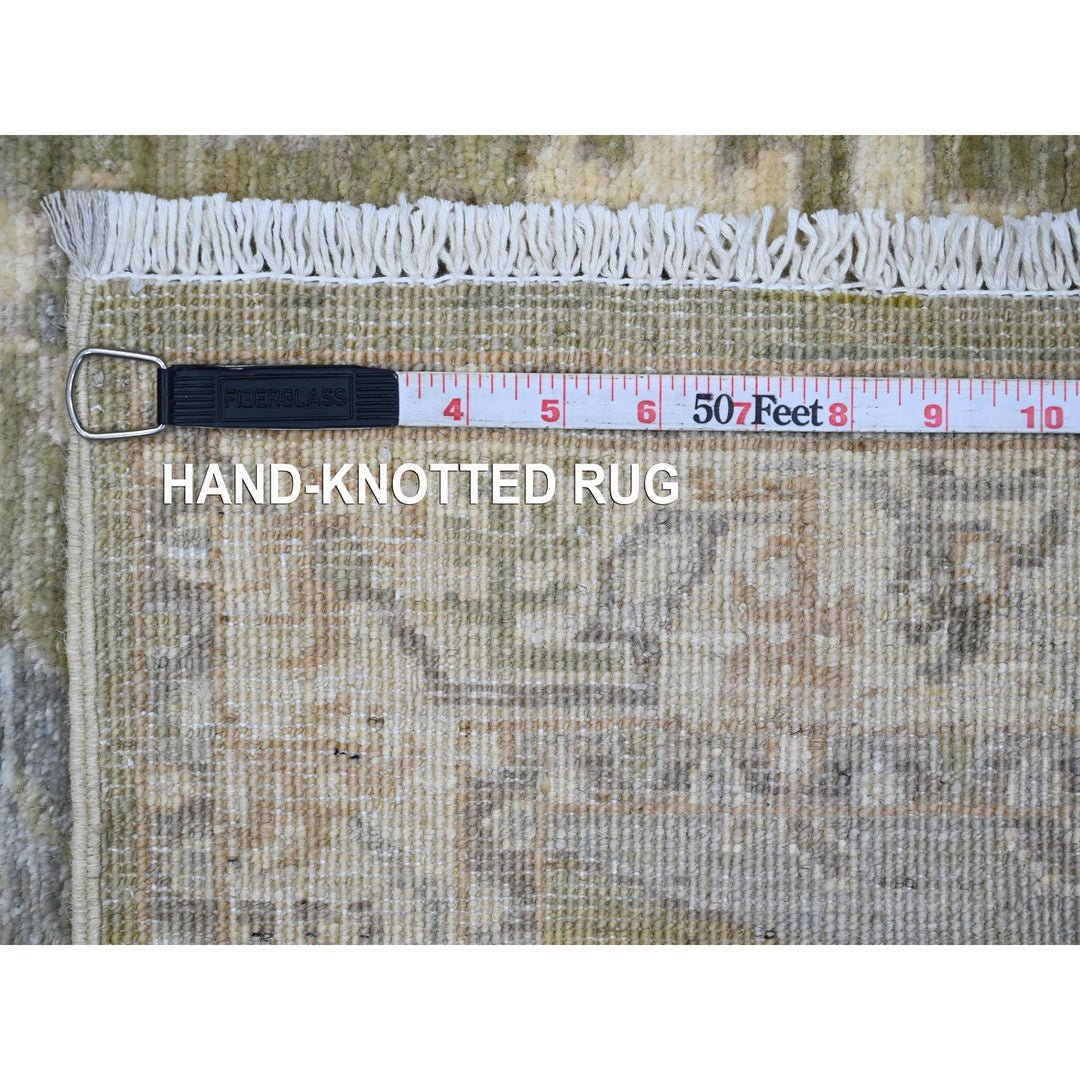 2'5" x 7'7" New Hand Knotted Green Wool Runner Oriental Rug - MOA10220648