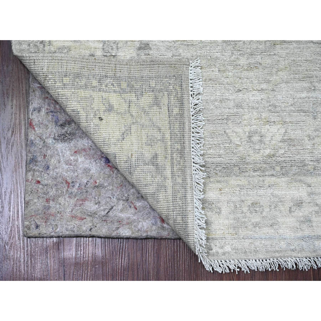2'8" x 9'11" New Hand Knotted Grey Wool Runner Oriental Rug - MOA10220649