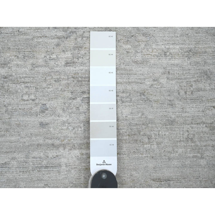 2'8" x 9'11" New Hand Knotted Grey Wool Runner Oriental Rug - MOA10220649