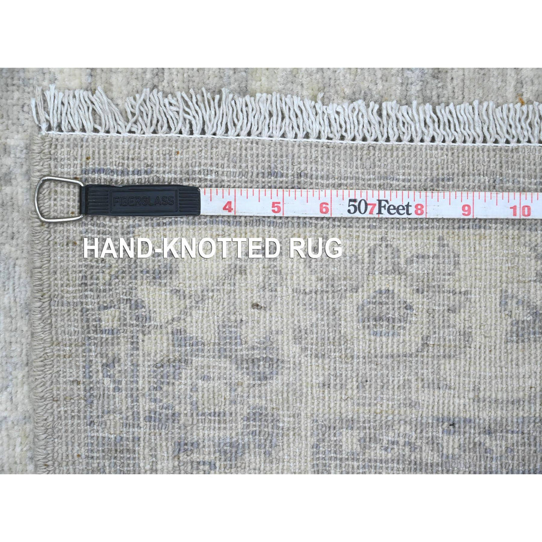 2'8" x 9'11" New Hand Knotted Grey Wool Runner Oriental Rug - MOA10220649