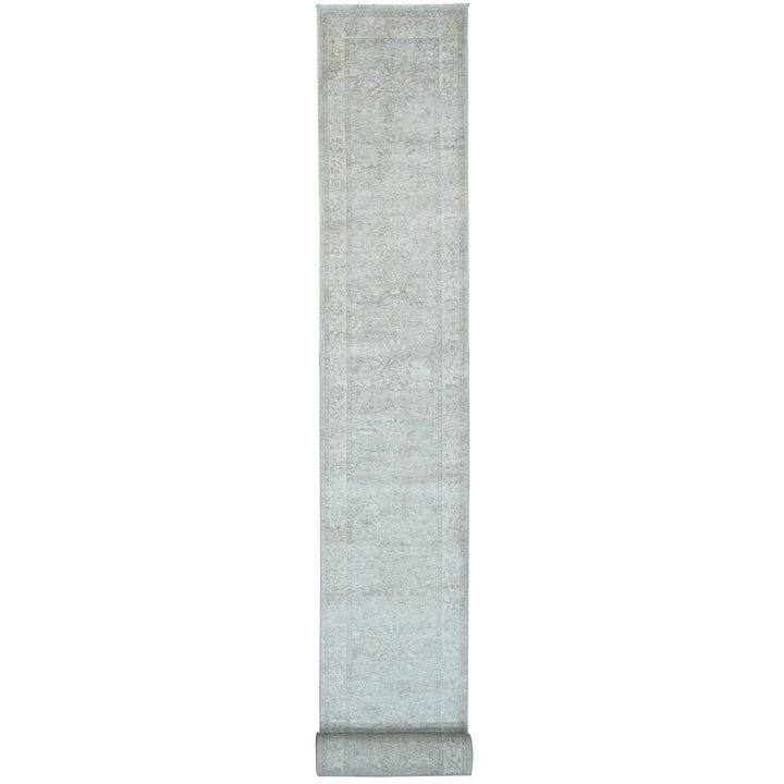 2'4" x 29'3" New Hand Knotted Ivory Wool Runner Oriental Rug - MOA10220650