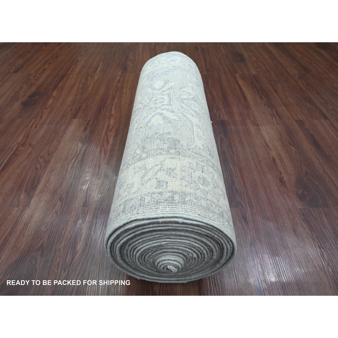2'4" x 29'3" New Hand Knotted Ivory Wool Runner Oriental Rug - MOA10220650