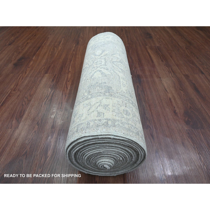 2'4" x 29'3" New Hand Knotted Ivory Wool Runner Oriental Rug - MOA10220650