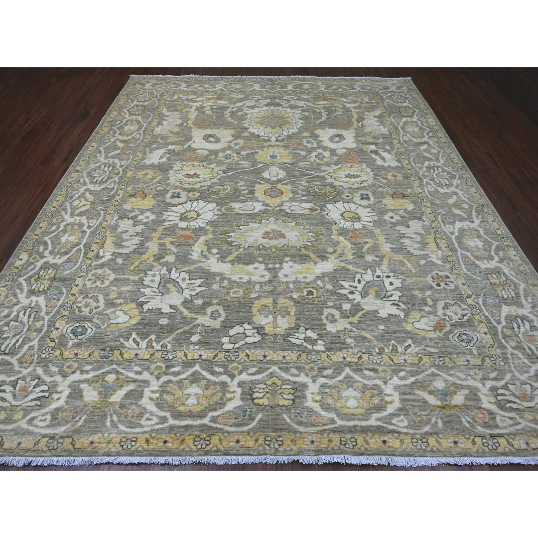 9'4" x 10'9" New Hand Knotted Brown Wool Rectangle Oriental Rug - MOA10220657