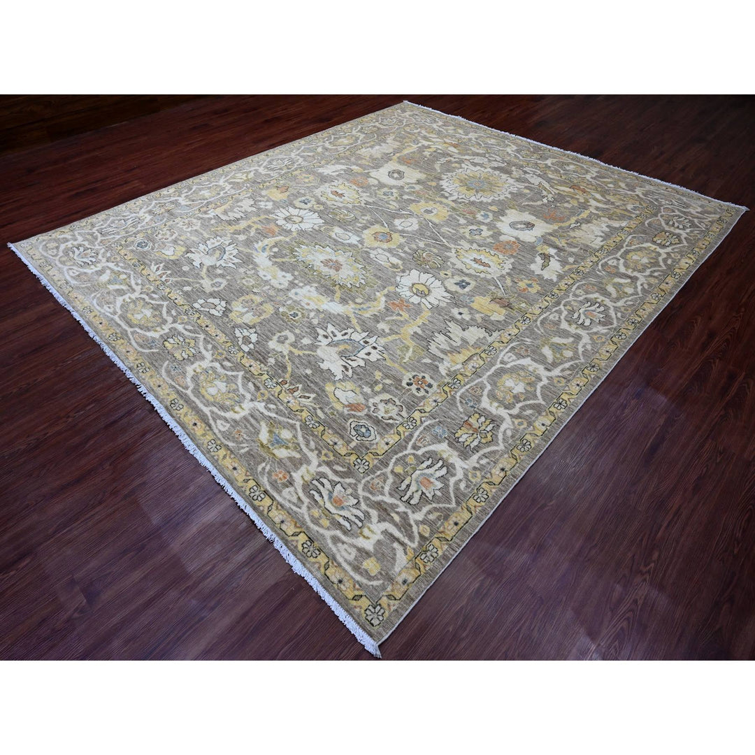 9'4" x 10'9" New Hand Knotted Brown Wool Rectangle Oriental Rug - MOA10220657