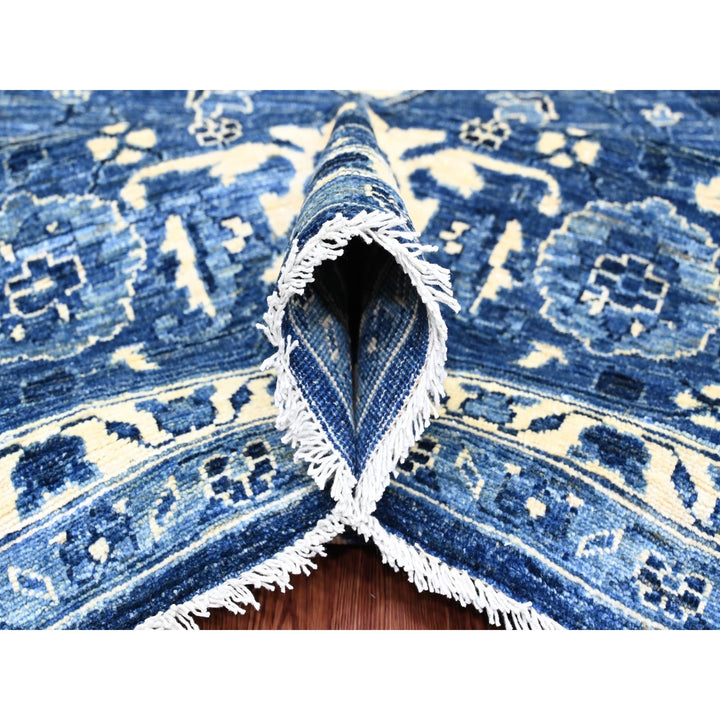 10'0" x 13'10" New Hand Knotted Blue Wool Rectangle Oriental Rug - MOA10220658