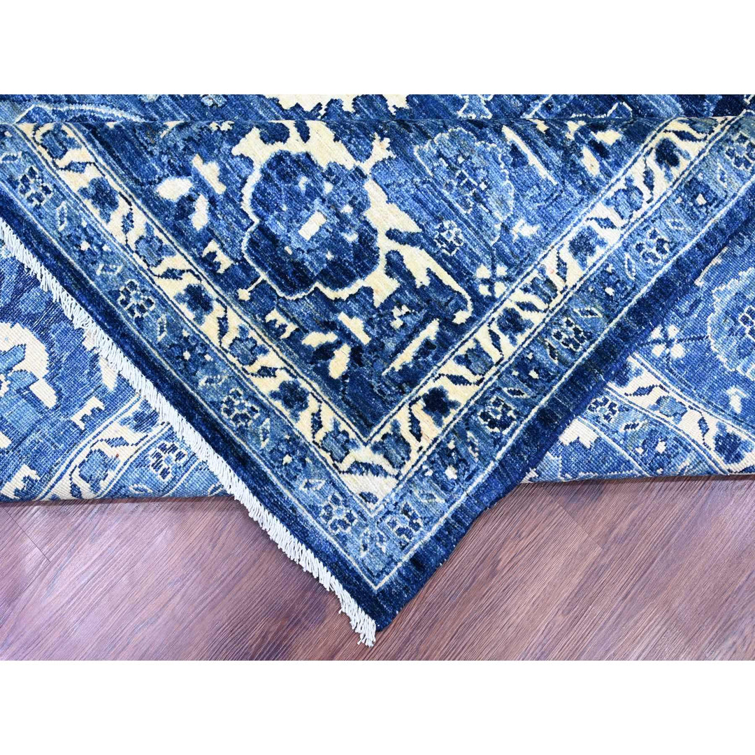 10'0" x 13'10" New Hand Knotted Blue Wool Rectangle Oriental Rug - MOA10220658