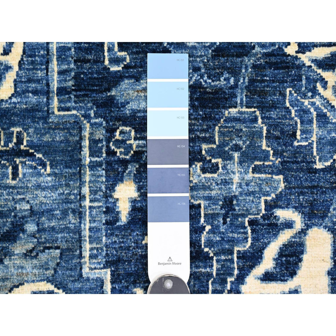 10'0" x 13'10" New Hand Knotted Blue Wool Rectangle Oriental Rug - MOA10220658
