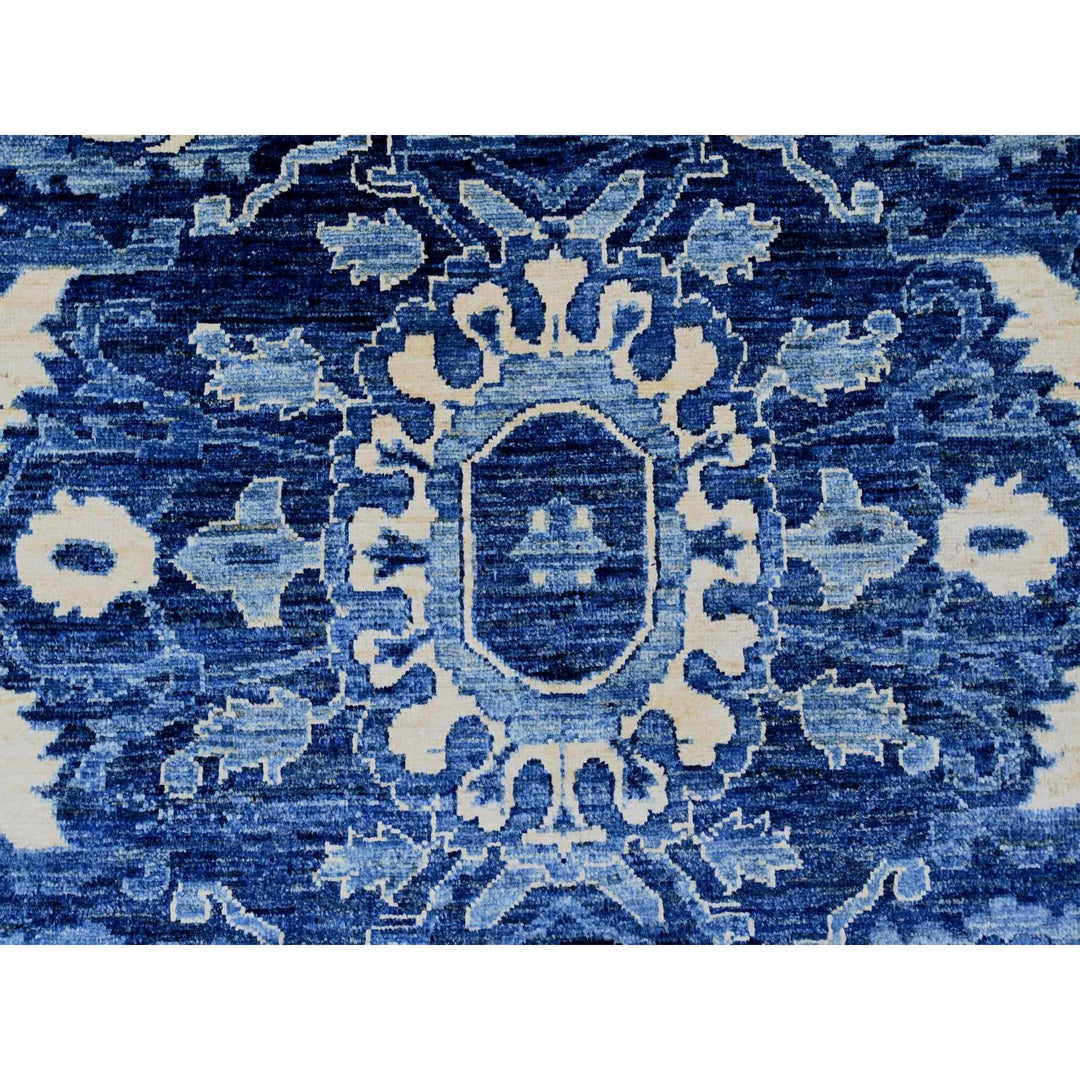 10'0" x 13'10" New Hand Knotted Blue Wool Rectangle Oriental Rug - MOA10220658