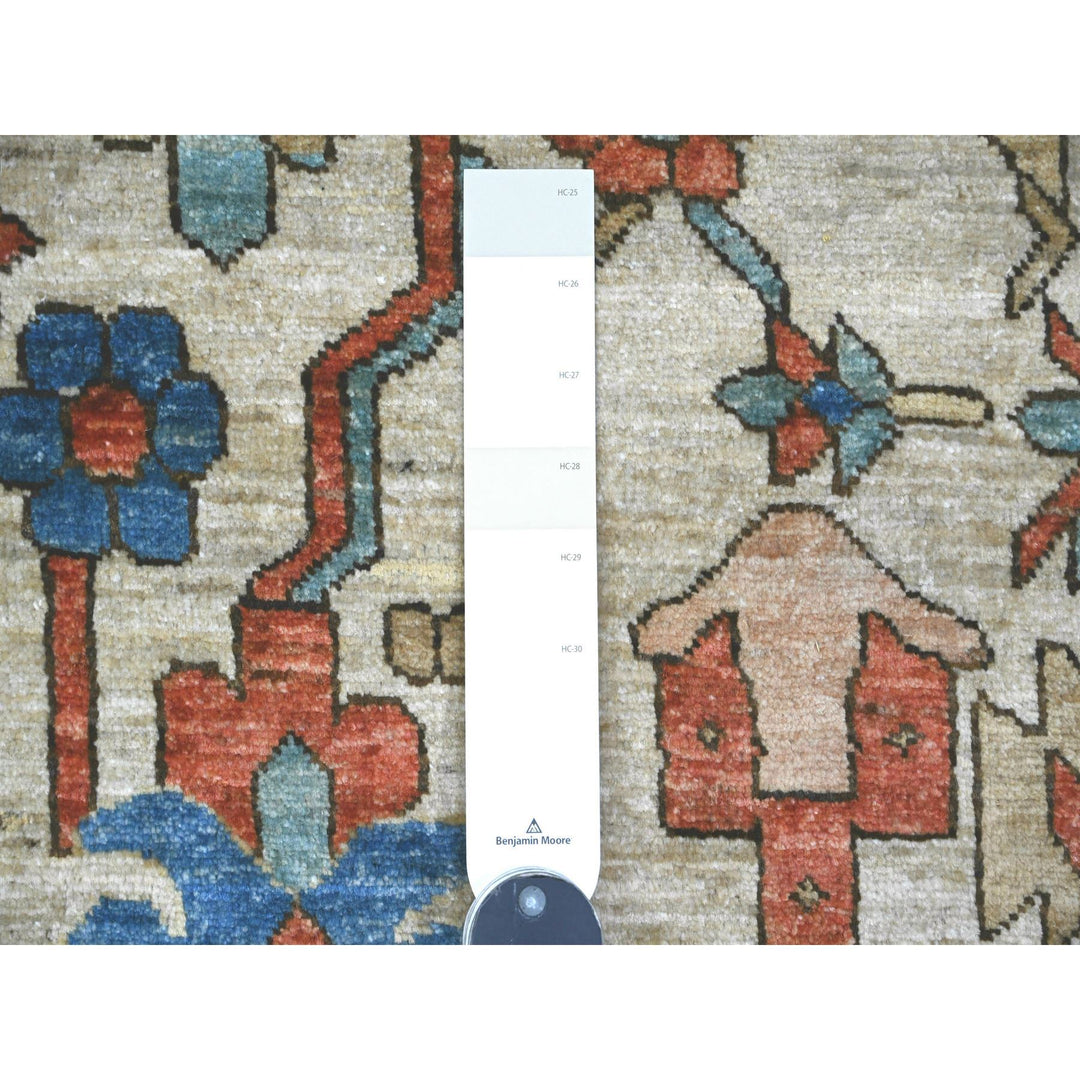 9'1" x 11'9" New Hand Knotted Ivory Wool Rectangle Oriental Rug - MOA10220670