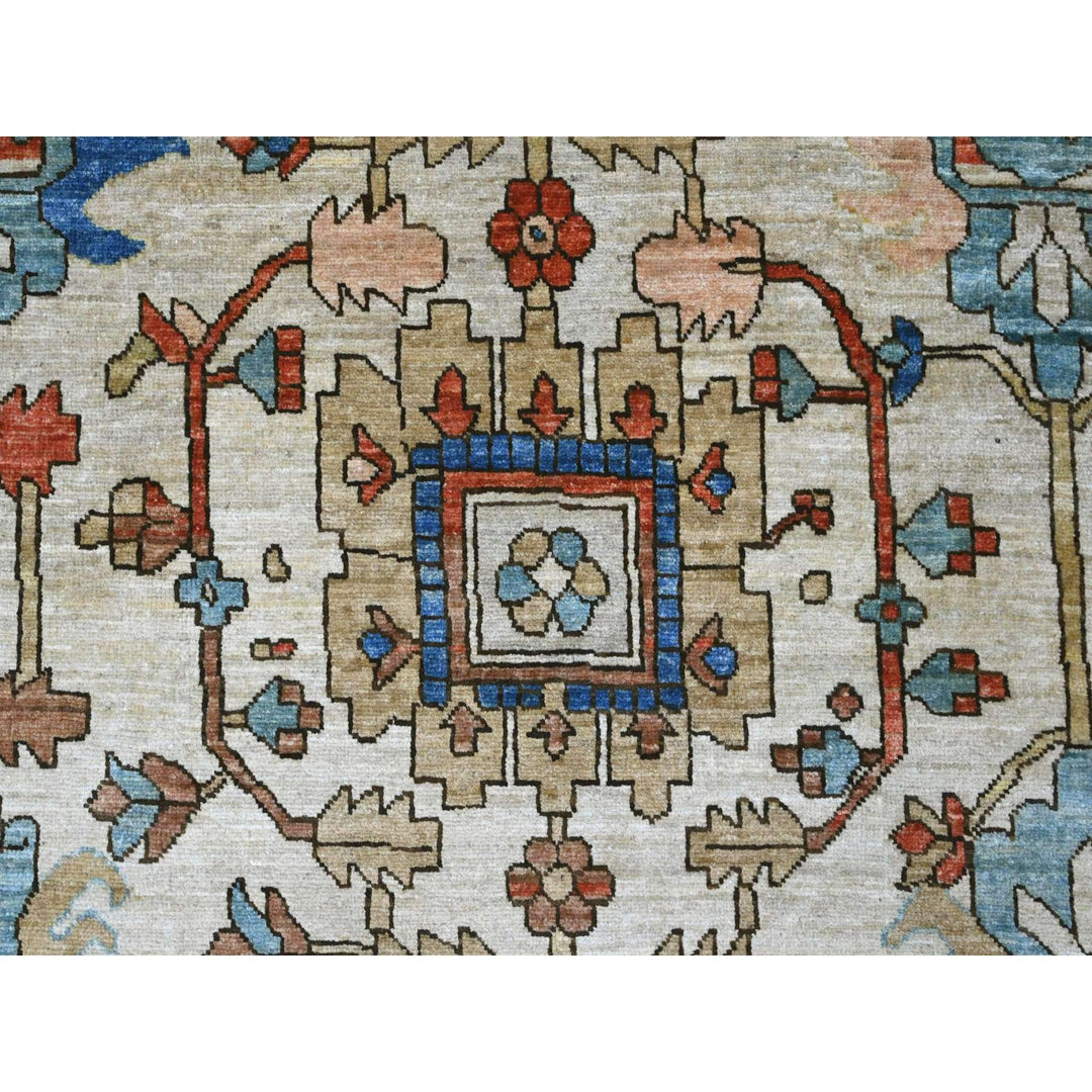 9'1" x 11'9" New Hand Knotted Ivory Wool Rectangle Oriental Rug - MOA10220670