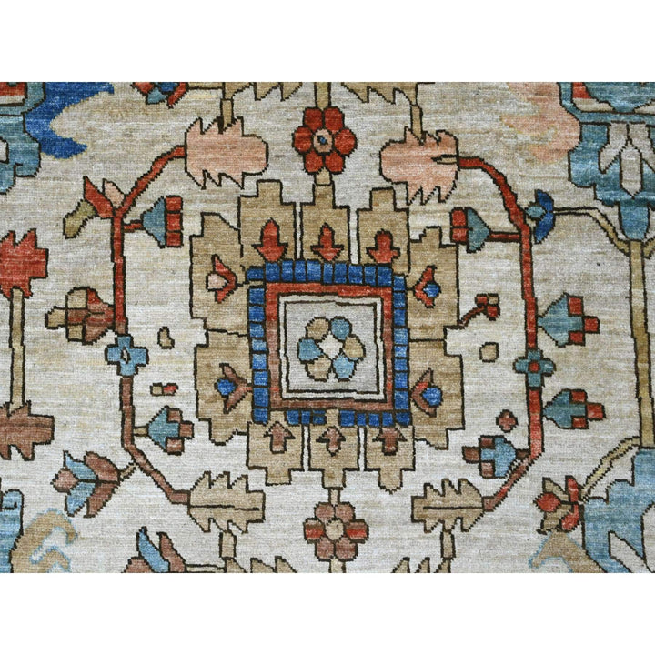 9'1" x 11'9" New Hand Knotted Ivory Wool Rectangle Oriental Rug - MOA10220670