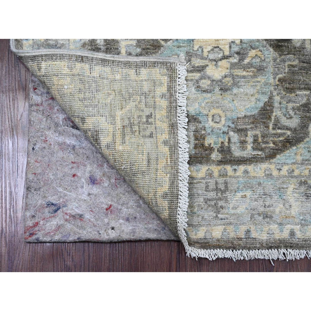 2'6" x 9'7" New Hand Knotted Grey Wool Runner Oriental Rug - MOA10220671