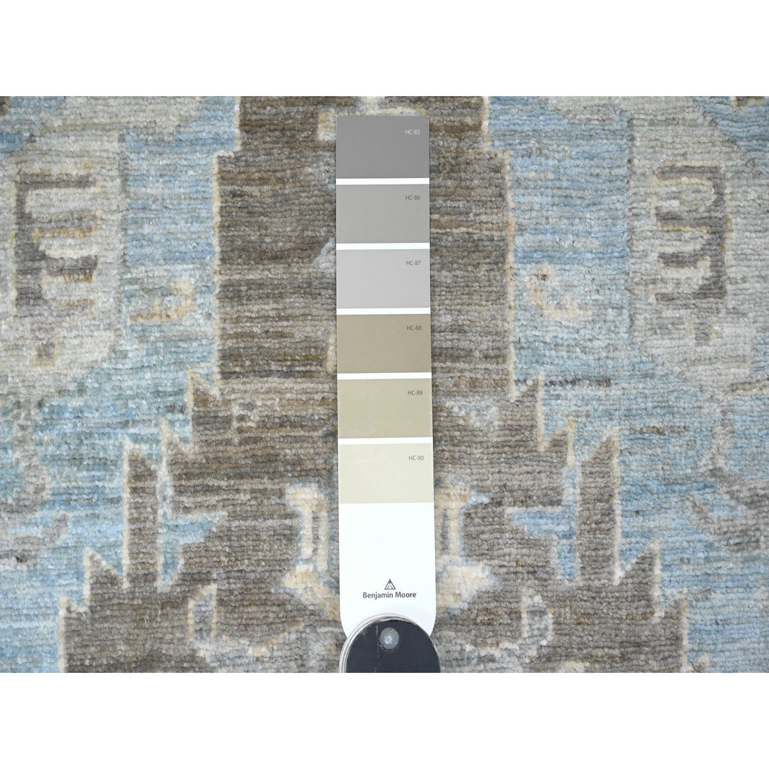 2'6" x 9'7" New Hand Knotted Grey Wool Runner Oriental Rug - MOA10220671