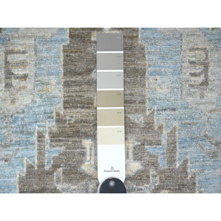 2'6" x 9'7" New Hand Knotted Grey Wool Runner Oriental Rug - MOA10220671