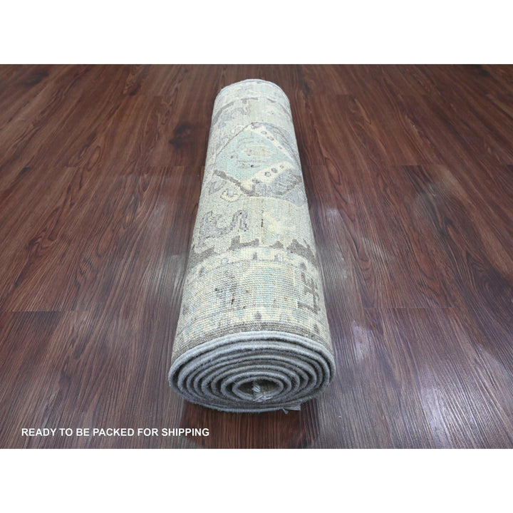 2'6" x 9'7" New Hand Knotted Grey Wool Runner Oriental Rug - MOA10220671