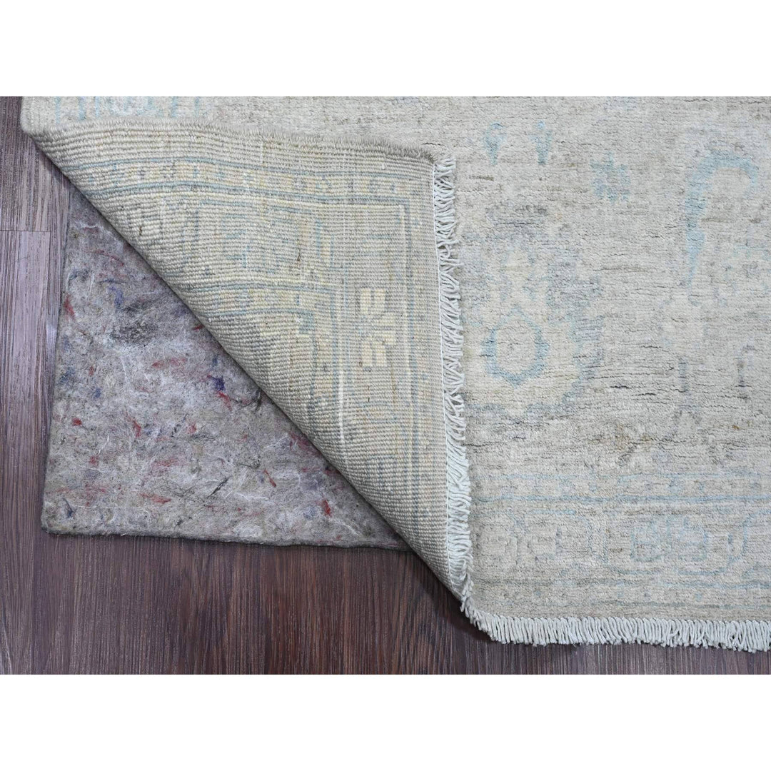 2'10" x 11'7" New Hand Knotted Grey Wool Runner Oriental Rug - MOA10220673
