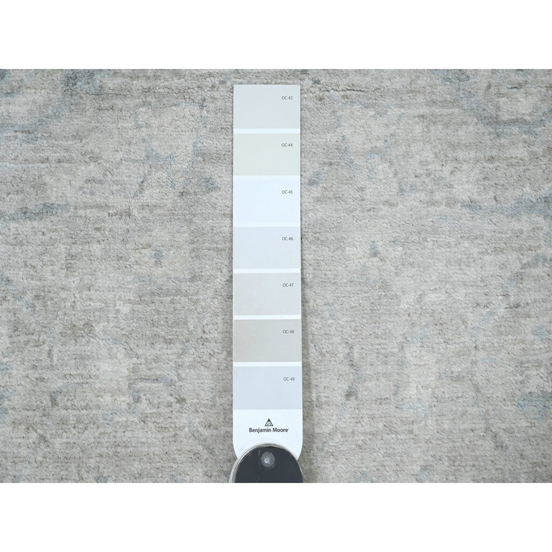 2'10" x 11'7" New Hand Knotted Grey Wool Runner Oriental Rug - MOA10220673